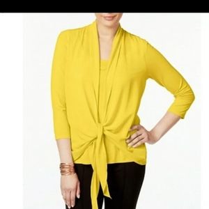 NY Collection Top XL Tie Waist 3/4 Sleeve New